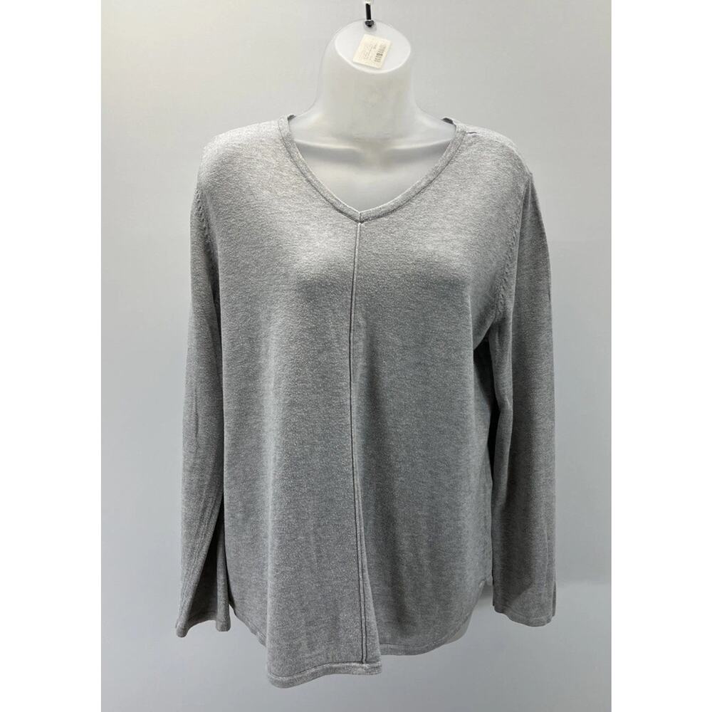 Chicos 2 Tunic Sweater Womens L Gray V Neck Lightweight Pullover